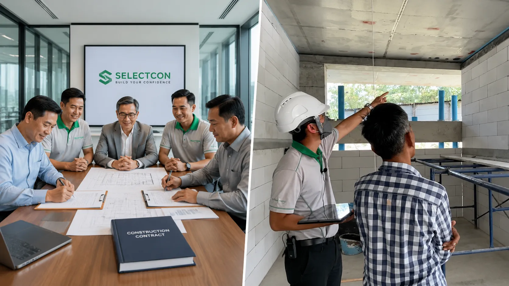 วันเซ็นสัญญาและการตรวจหน้างานจริงของ Selectcon Method